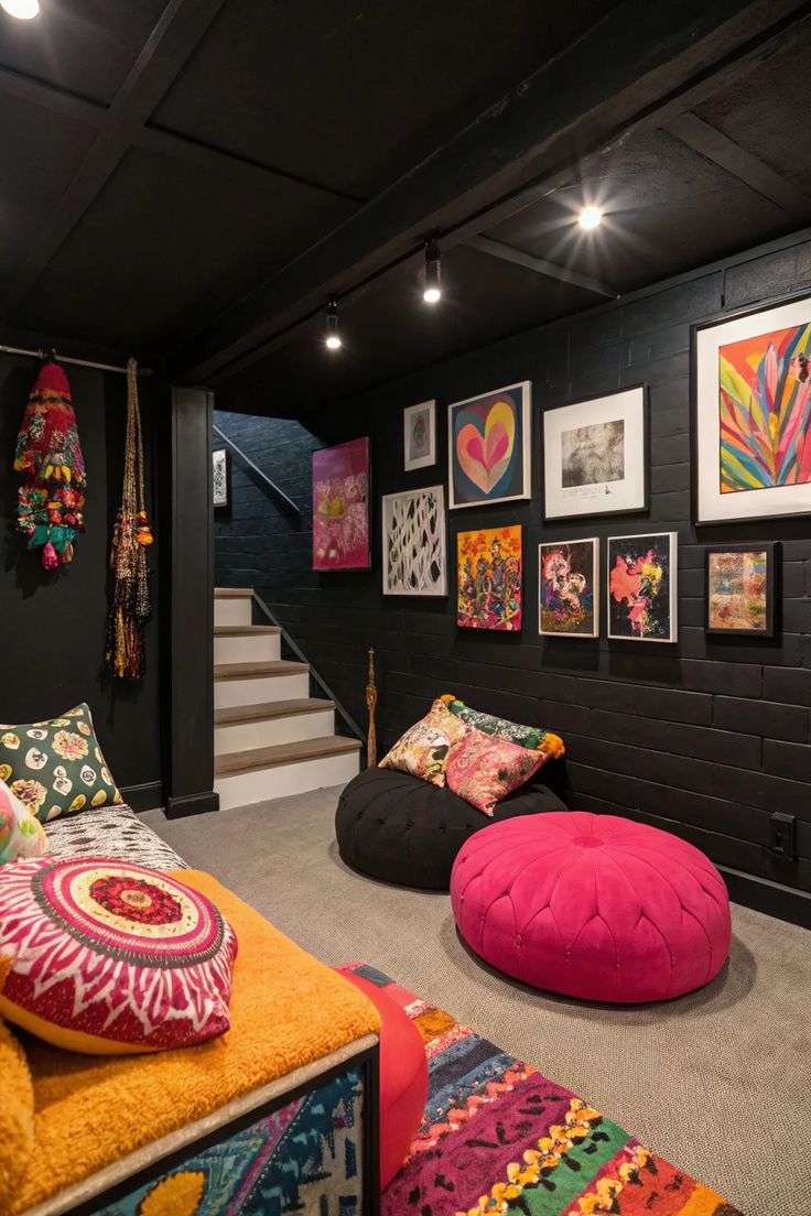 18+ stylish black painted basement ideas