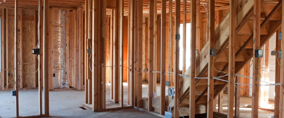 unfinished new construction framing